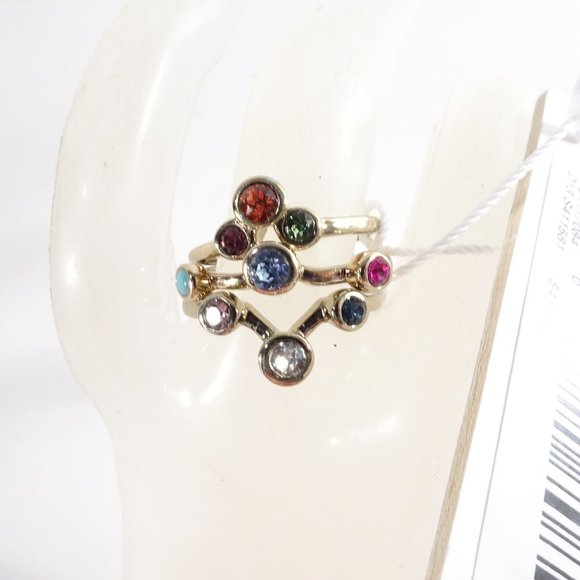 Ann Taylor Gold Gem Stone Rainbow Crystal Stackable RING NWT 49 Sz 8 - Picture 4 of 5